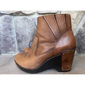 Dansko Brown Ankle Boots with Black Wedge